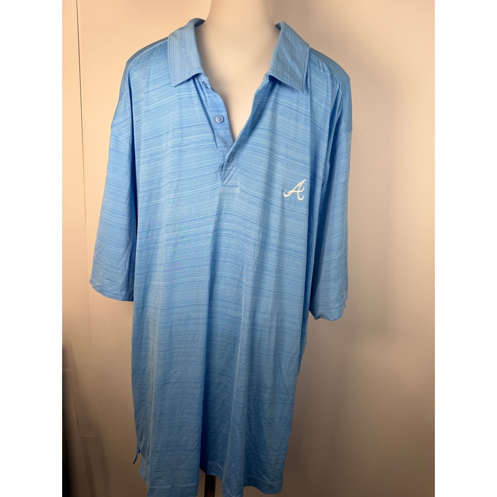 Atlanta Braves MLB Mens Polo Shirt Light Blue Heathered Space Dye Short Sleeve